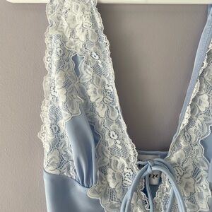 Princess Polly mini blue dress with lace detail